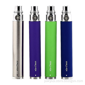 eGo twist battery, 3.2V - 4.8V variable voltages with short circuit protection, one year warranty